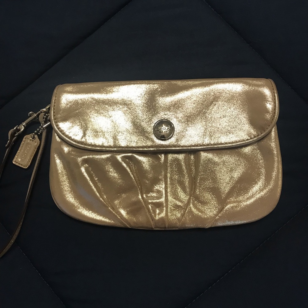 EUC Gold Shimmery Coach Wristlet